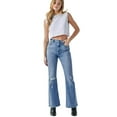 thumbnail image 4 of HIDDEN Women's Happi High Rise Distressed Light Wash Denim Flare Jeans-Blue / 28, 4 of 7