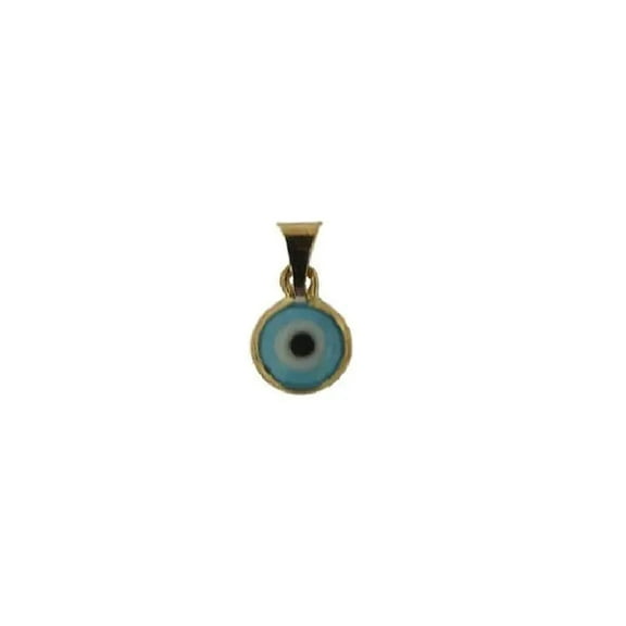 18K Solid Yellow Gold Blue or Red Mini Evil Eye Pendant