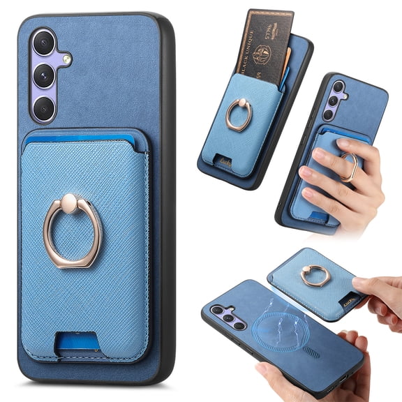 TECH CIRCLE For Galaxy A14 5G Wallet Case, Detachable 2-in-1 Magnetic Wallet Case with Card Slots Holder Ring Stand Premium PU Leather Slim Durable Shockproof Removable Protective Cover,Blue