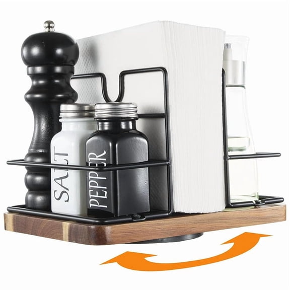 1 x Napkin Holder-Black & Wood