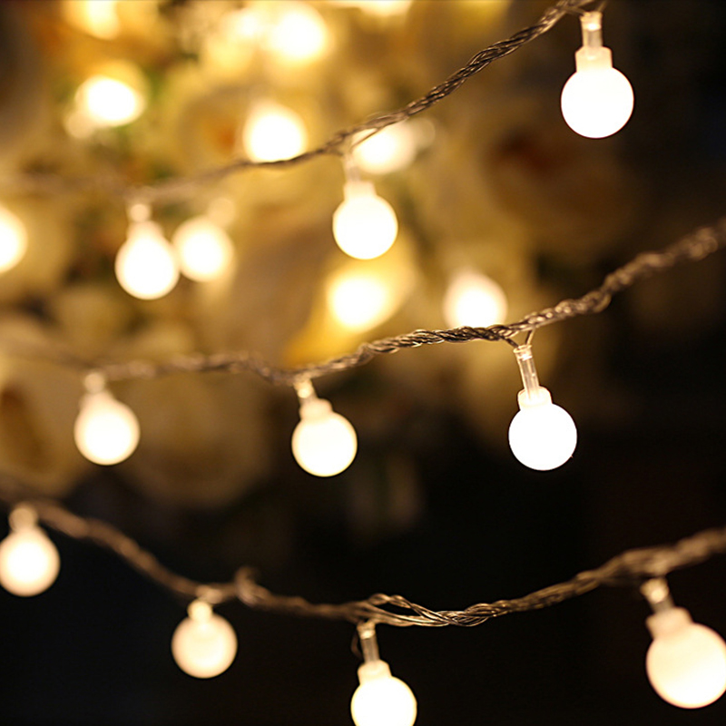 Battery Powered LED Bulb Necklace String Fairy Light Christmas Wedding Favors