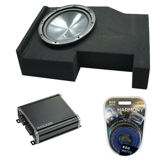 2014 - 2018 GMC Sierra Crew Cab Harmony HA-R104 Single 10 Sub Box CXA400.1 Amp