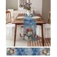 thumbnail image 3 of Ldtrchee Blue Snowman Christmas Table Runner 108 Inches, Farmhouse Xmas Snowflake Bed Runner Dresser Scarves Tabletop for Indoor Outdoor Parties/Ceremony/Banquet, 13"x 108", 3 of 8