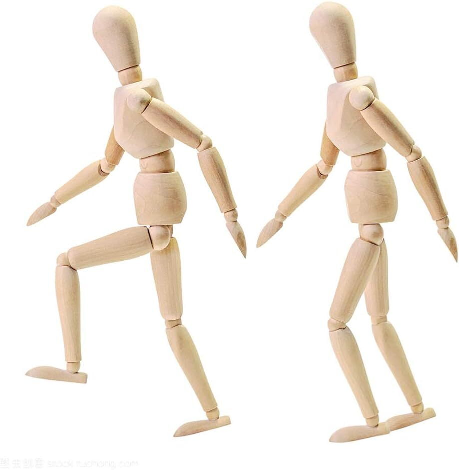 LQQBOX 2 Pack 12 Inches Wooden Mannequin Artist Manikin with Stand - Great for Drawing or Desktop Decor （Men and Women/Dad and Mom ）