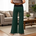 thumbnail image 4 of TGPMGRZ Foldover Yoga Pants Women Y2K High Waist Wide Leg Workout Lounge Flare Leggings Comfort Flowy Palazzo Bell Bottoms Green, Size M, 4 of 5