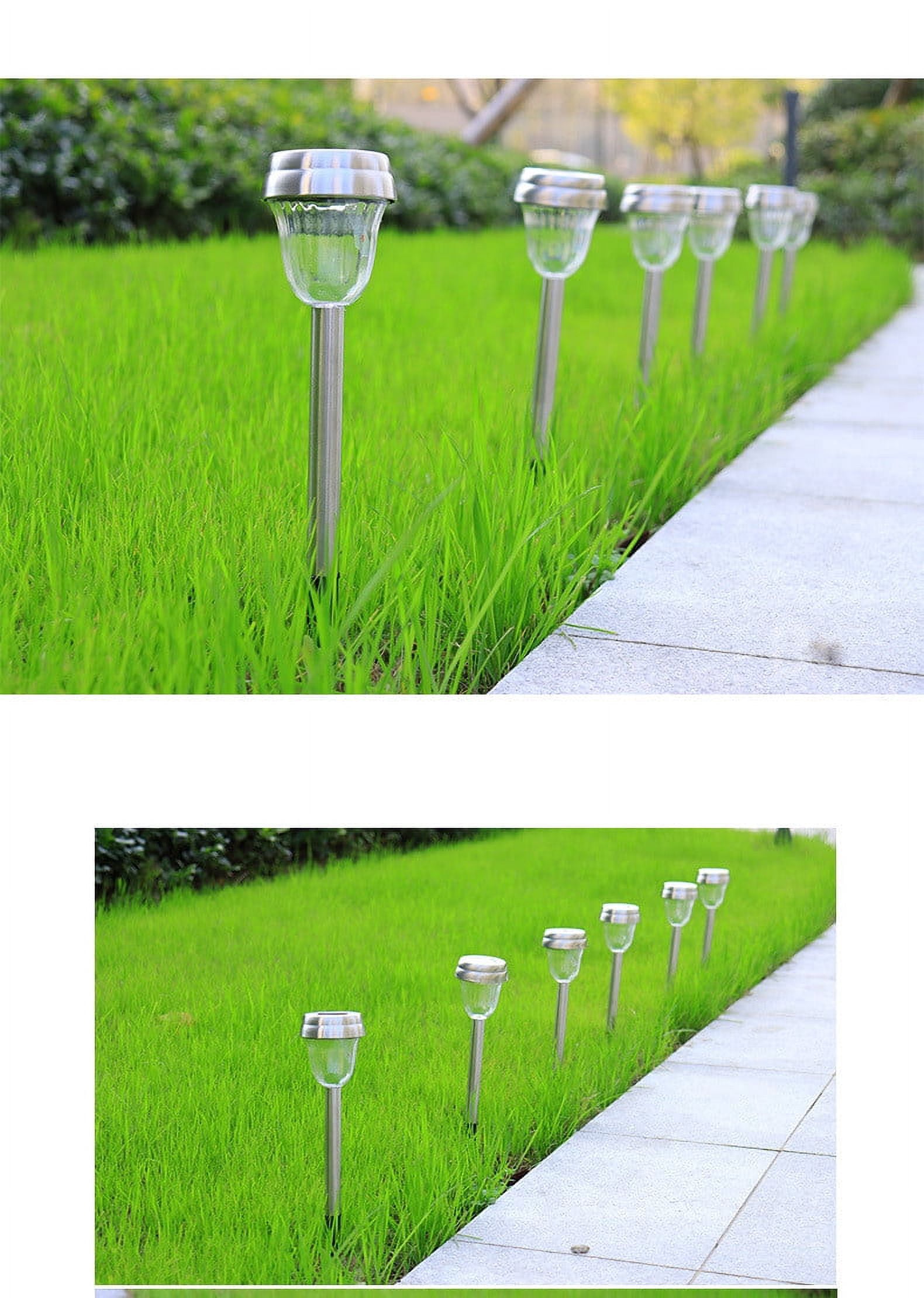 Vacemry Stainless Steel Solar Lights, 6-Pack Outdoor Solar Powered Garden Lights with Steel Lampshade, Waterproof LED Pathway Lights for Patio, Yard, and Walkway, Automatic On/Off