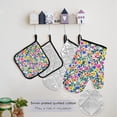 thumbnail image 5 of Colorful Little Flowers and Leaves 5 Pcs Kitchen Set Heat Resistant Oven Mitts and Non-Slip Pot Holders with Adjustable Cooking Apron, 5 of 6