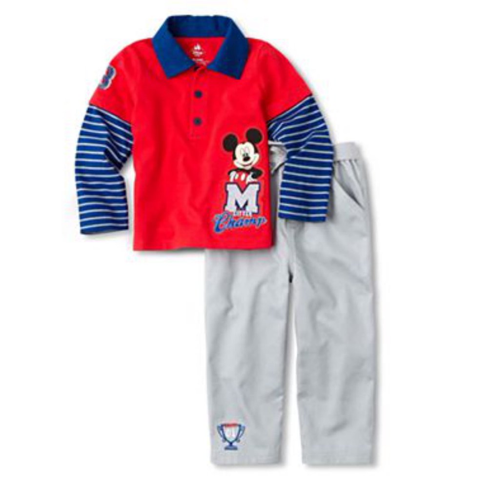 Disney Disney Infant Boys Mickey Mouse 2 Piece Outfit Pants Long Sleeve Shirt Set Walmart