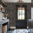 thumbnail image 3 of Peel and Stick Wallpaper Zebra Stripe Beige Black Dark Wall Mural 17.7in x 9.8ft Self Adhesive Removable Wall Paper Renter Friendly Wallpaper for Nursery Bedroom Cabinets, 3 of 8