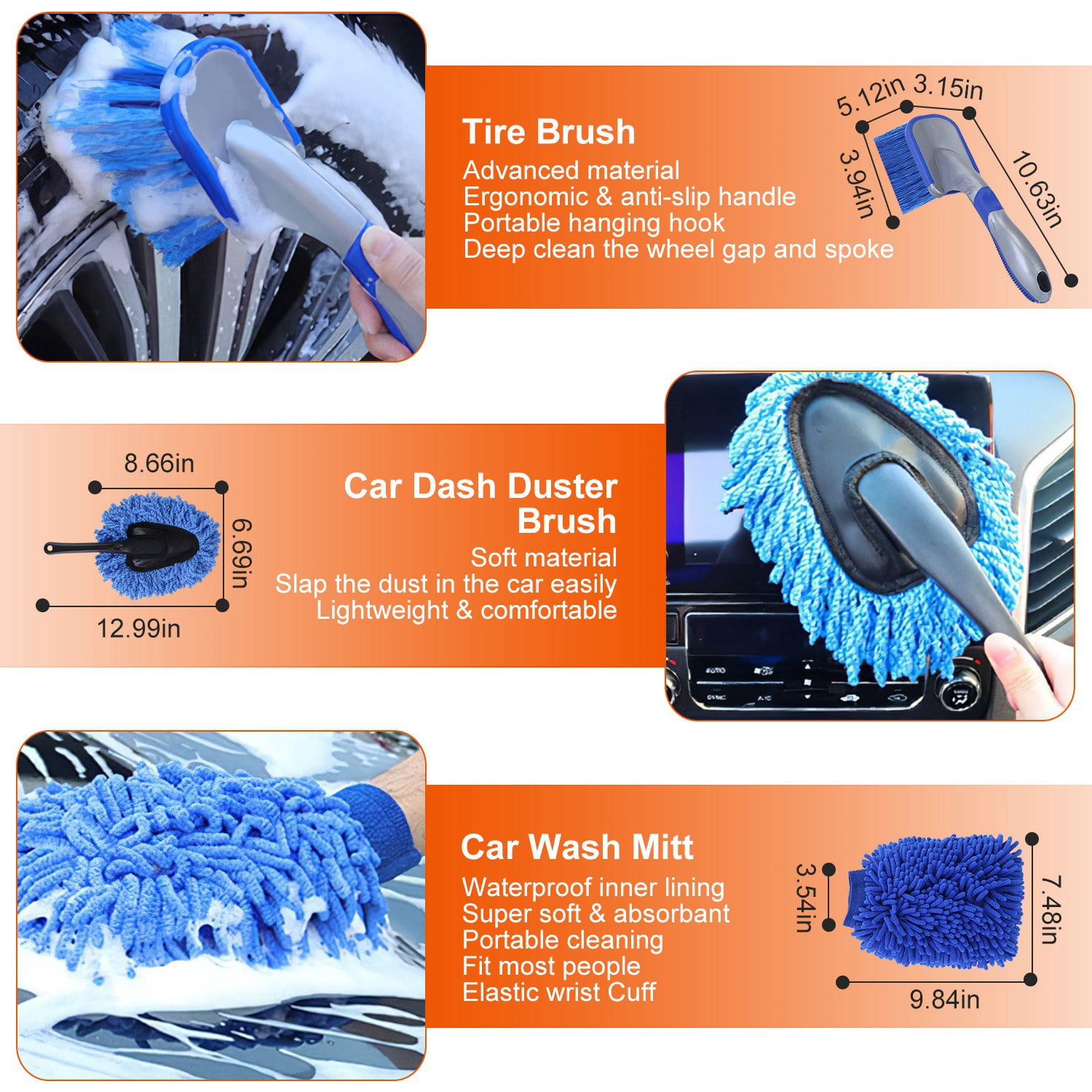 26Pcs Car Cleaning Kit,  Car Detailing Kit Interior and Exterior Cleaner, Professional Detailing Brush Set