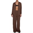 thumbnail image 2 of Conjuntos Casuales de Salón para Mujer, Camisas de Larga con Botones y Pantalones de Pierna , Conjuntos de Chándal Marrón Oscuro S, 2 of 9