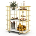 thumbnail image 1 of Gymax Chariot Utilitaire de Rangement de Cuisine à 3 Niveaux, Doré, à Roulettes, pour Service de Bar, avec Roulettes Verrouillables, 1 of 10