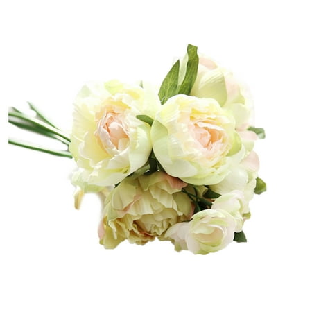 Fake Flowers Artificial Peony Silk Flowers 8 Heads Bouquet Home Wedding Party Decoration Table (Best White Flowers For Bouquets)