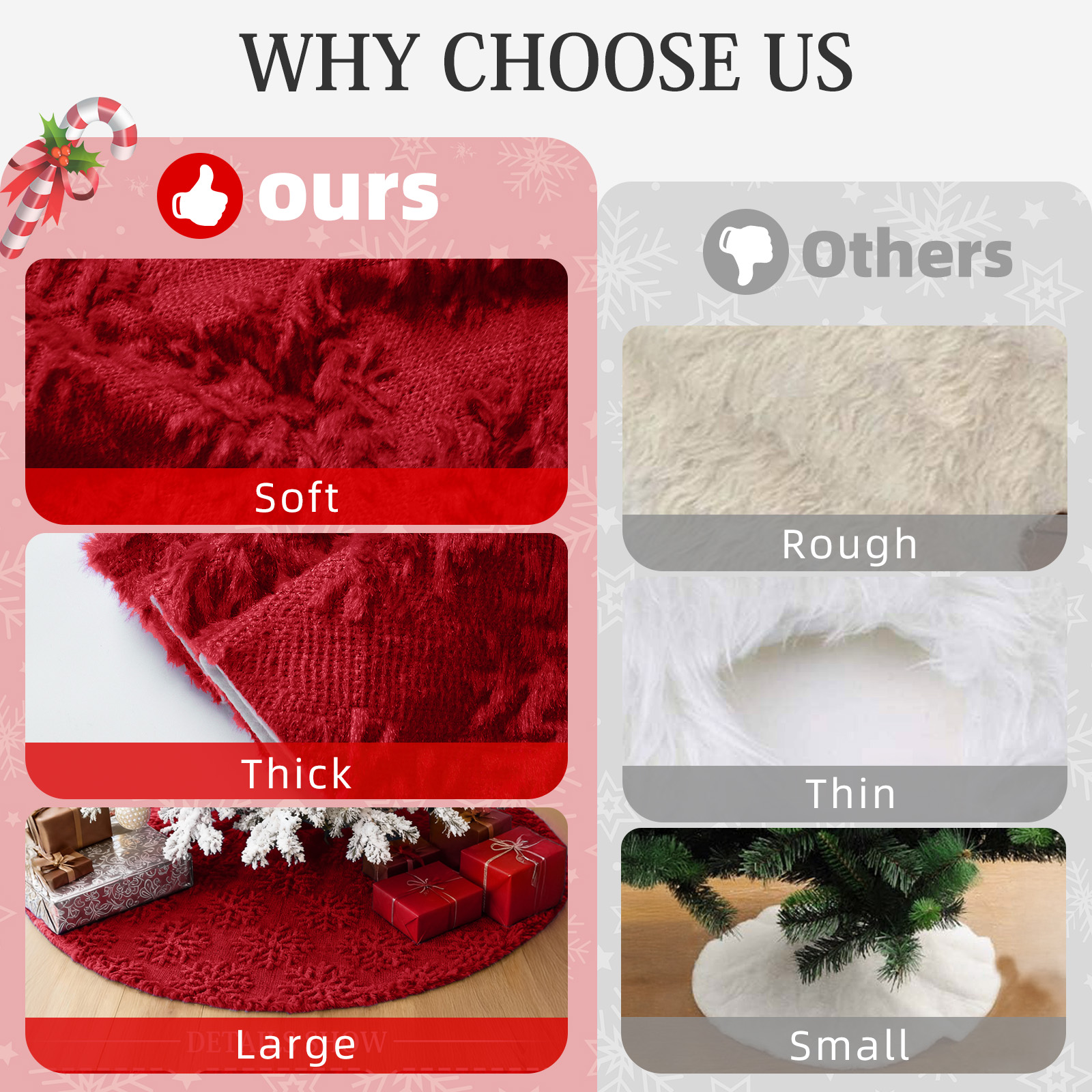 Sanmadrola Red Plush Christmas Tree Skirt, 30 Inch photo 5