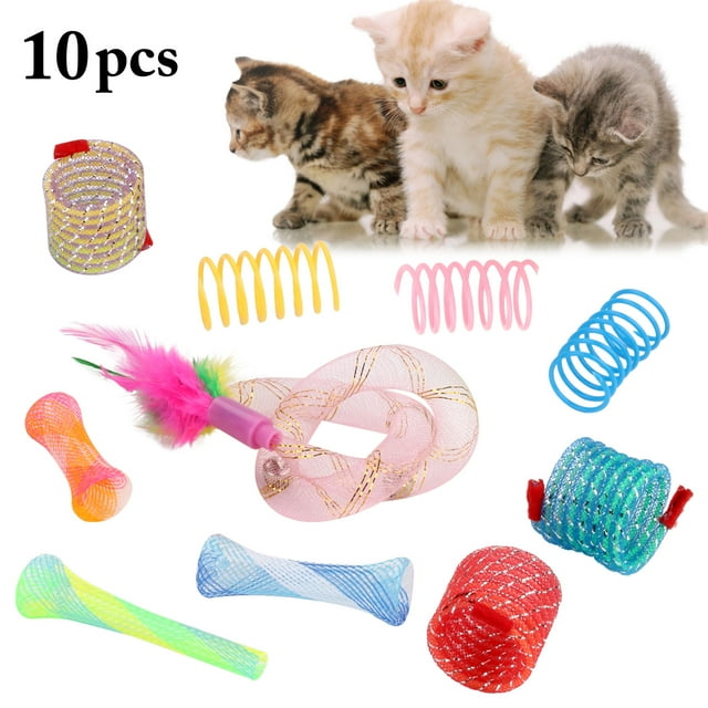 Ensemble de Jouets pour Chat 10 Pcs, Tube à Ressort Assorti, Jouet Interactif pour Chat, Teaser pour Chat