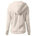 thumbnail image 3 of LHOPY Women's Zip Up Hoodies Lightweight Fleece Lined Fall Winter Coats Comfy Warm Plus Size Sherpa Jackets with Pockets, Beige M, 3 of 4