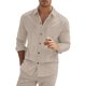 thumbnail image 1 of pstuiky camisa de manga larga para hombre, Camisa de color liso para hombre, de botonadura sencilla, con solapa y manga larga top de hombre s, 1 of 8