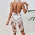thumbnail image 3 of Sexy Vestido de Verano de las Mujeres de Color Sólido de Ventilación Eslinga Hueca Cubrir con Borsela, Cómodo Vestido de Playa para Ocasional, 3 of 4