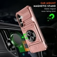 thumbnail image 3 of Armor Case for Samsung S24 with Hidden Credit Card Slot Ring Stand [360° Rotatable Ring Holder Magnetic Kickstand][Support Car Mount]Shockproof Phone Case For Samsung Galaxy S24, Rosegold, 3 of 7