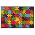 thumbnail image 1 of Fun Rugs Rectangle Multi-Colored Jigsaw Puzzle Nylon Kids Rug, 1 of 2
