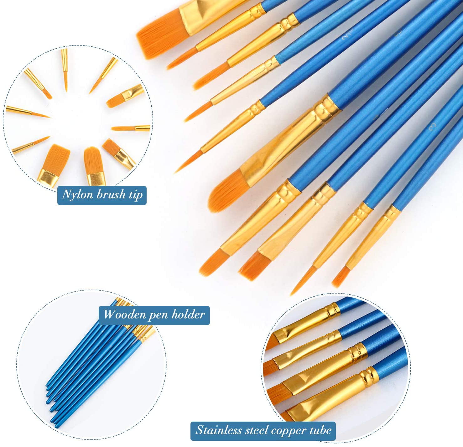 5pcs/set Nylon Hair Oil Paint Brush Set – Artbiz Supply
