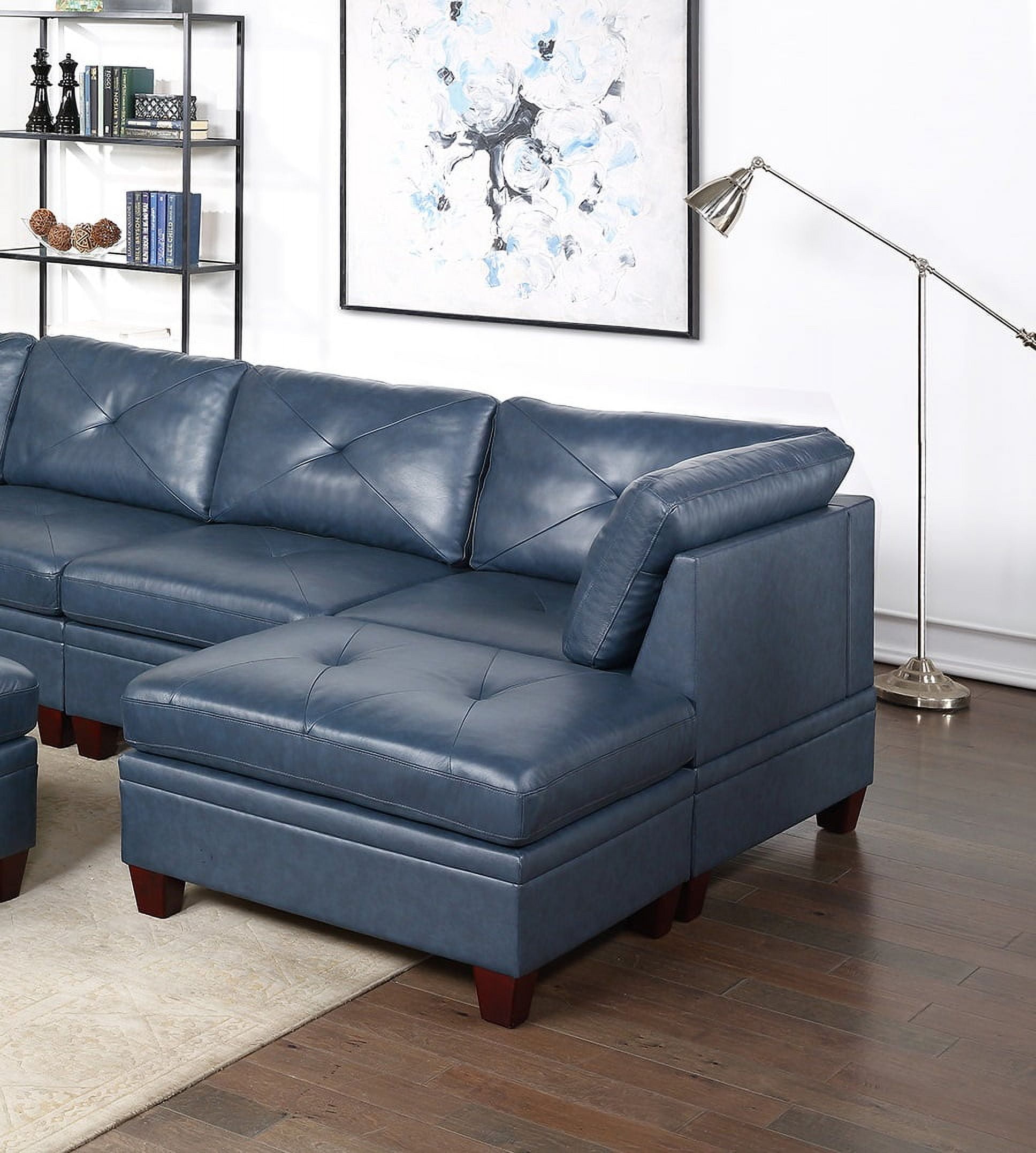 132 Inches Genuine Leather Couch Modern Modular Sectional