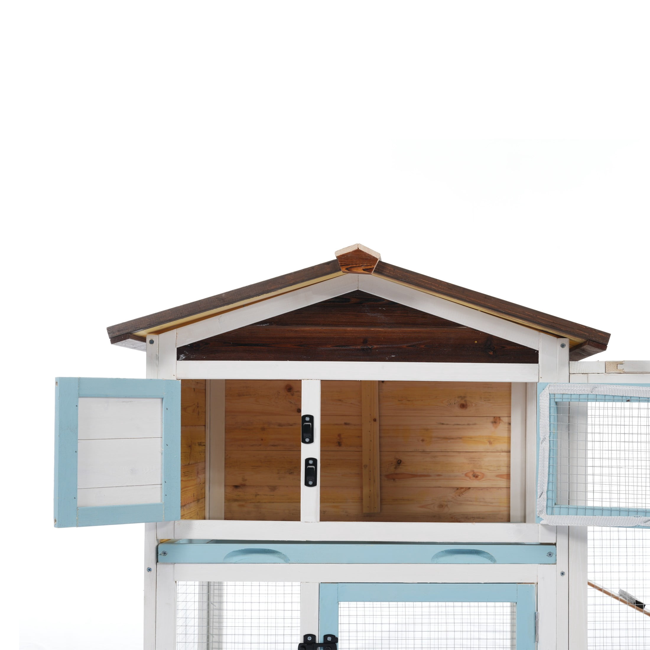 Christopher Knight Home Outdoor Wood Small Animal Rabbit Hutch with Removable Cleaning Trays, White+Blue