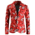 thumbnail image 2 of Mens Christmas Blazers Slim Fit Business Casual Men Suit Sport Coat One Button Travel Blazer Lightweight Suit Jacket Red L, 2 of 7