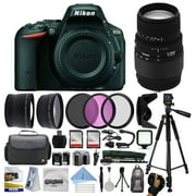 Nikon D5500 DSLR Digital Camera (Body Only) + Sigma 70-300mm Lens + 128GB Memory + (2) Batteries + Charger + Video Light + Monopod + Backpack + Case + 3 Filters + Action Handle + Tripod + Wrist Strap