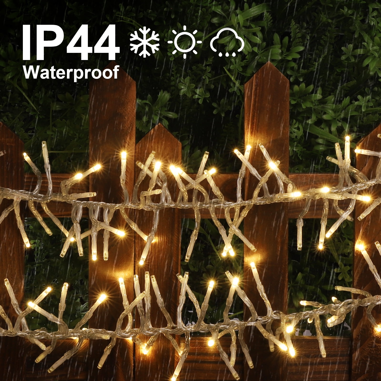 Christmas Mini Tree Lights Outdoor Cluster Light, 1000 LED Firecrackers String, 16 Modes Timer Remote Waterproof Plug in Twinkle Fairy Lights for Garland Window Party（Warm White）
