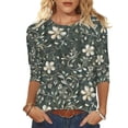 thumbnail image 2 of Elvqul Tunic Tops for Women Loose Summer Fall Blouses 3/4 Sleeve Crewneck Printed Dressy Casual Pullover Womens Tees, 2 of 5