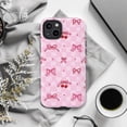 thumbnail image 6 of Girly Pink iPhone Case, Cute Bows, Hearts, and Cherry Pattern, Soft Kawaii Pastel Aesthetic Cover for iPhone 16 15 14 13 12 11 Plus Pro Max Mini, 6 of 6