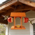 thumbnail image 6 of Rustic Wooden Bird Feeder, Hanging Outdoor Garden Feeder with Hinged Lid & Easy-Clean Removable Tray, 1.3lb Capacity for Finches, Chickadees, Small Songbirds, 6 of 8