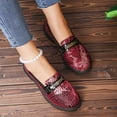 thumbnail image 6 of Red Womens Casual Shoes Featuring Snake Pattern Metal Buckle Detail Chunky Heel Plus Size With Supportive Sole, 6 of 9