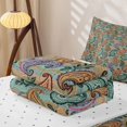 thumbnail image 5 of jejeloiu Bohemian Paisley Zipper Full Size Comforter Sets with Fitted Sheet and 2 Pillowcases,Vibrant Motif Zipper Bedding Set For Adults,Multicolor Green,Reversible,4 Pieces, 5 of 7