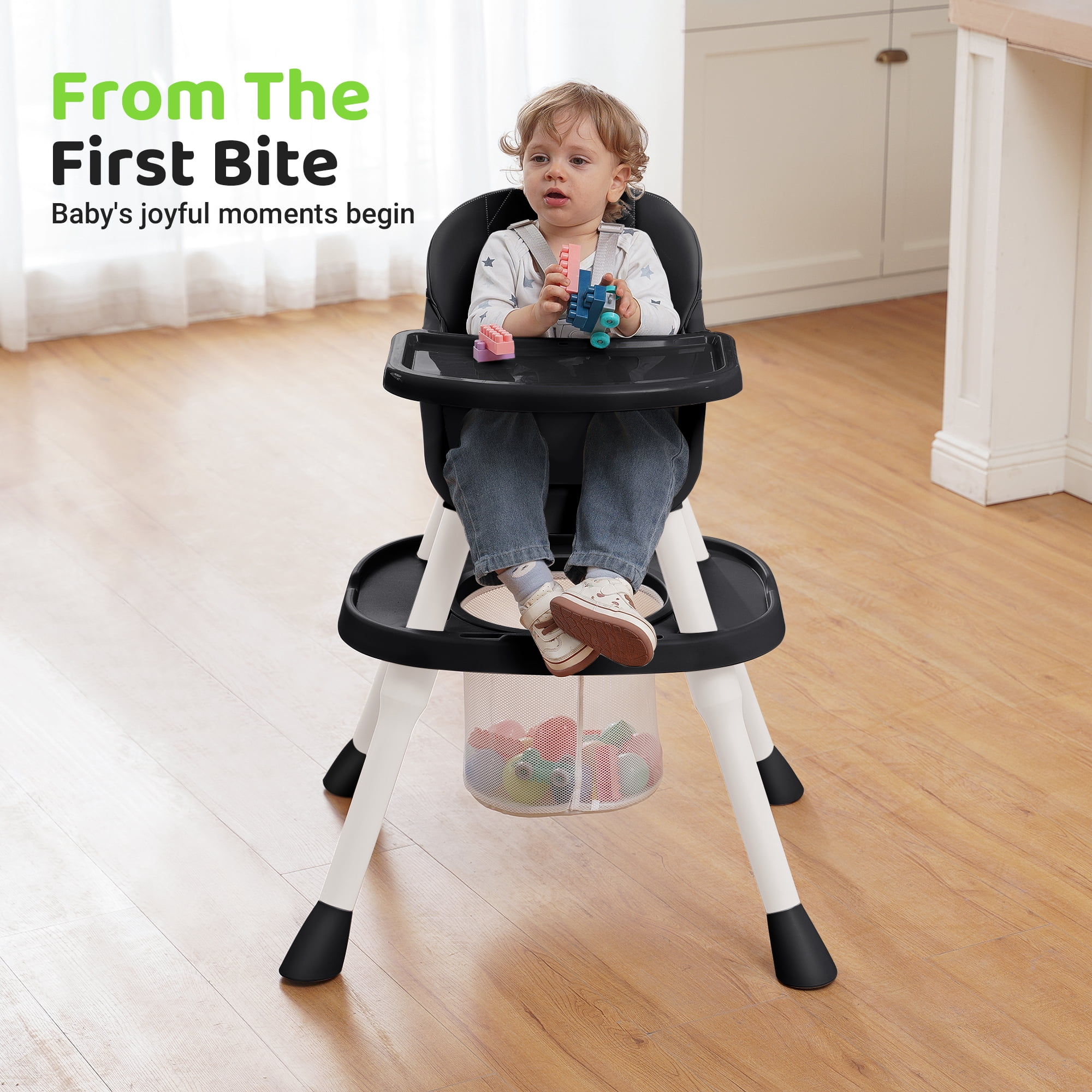 Babyeap 8-in-1 Baby High Chair, Feeding Chair, Table & Chair Set, Convertible Design for Babies & Toddlers,Black