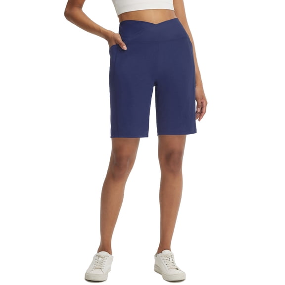 BALEAF Women's Bermuda Long Shorts 9" Above Knee Length Stretch Walking Athletic Dressy Casual Summer Navy Blue L