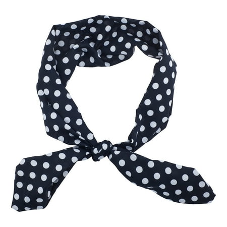 Polka Dot Nylon Headband - Lux Accessories Black White Polka Dot Chiffon Pin Up Girl HeadTie SCarf Headband