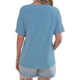 thumbnail image 4 of Short Sleeve Summer V Neck Women Solid Casual Tee Shirt with Pocket, 4 of 6
