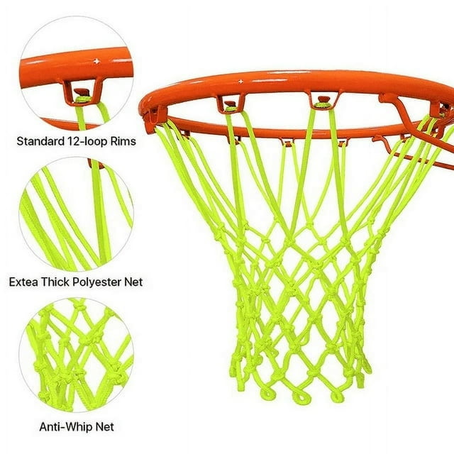 HLONK Basketball Hoop Net Replacement Nightlight Basketball Net All-Weather Heavy Duty Thick Basketball Net Outdoor Indoor Basketball Net Professional Standard Size Basketball Goal Net