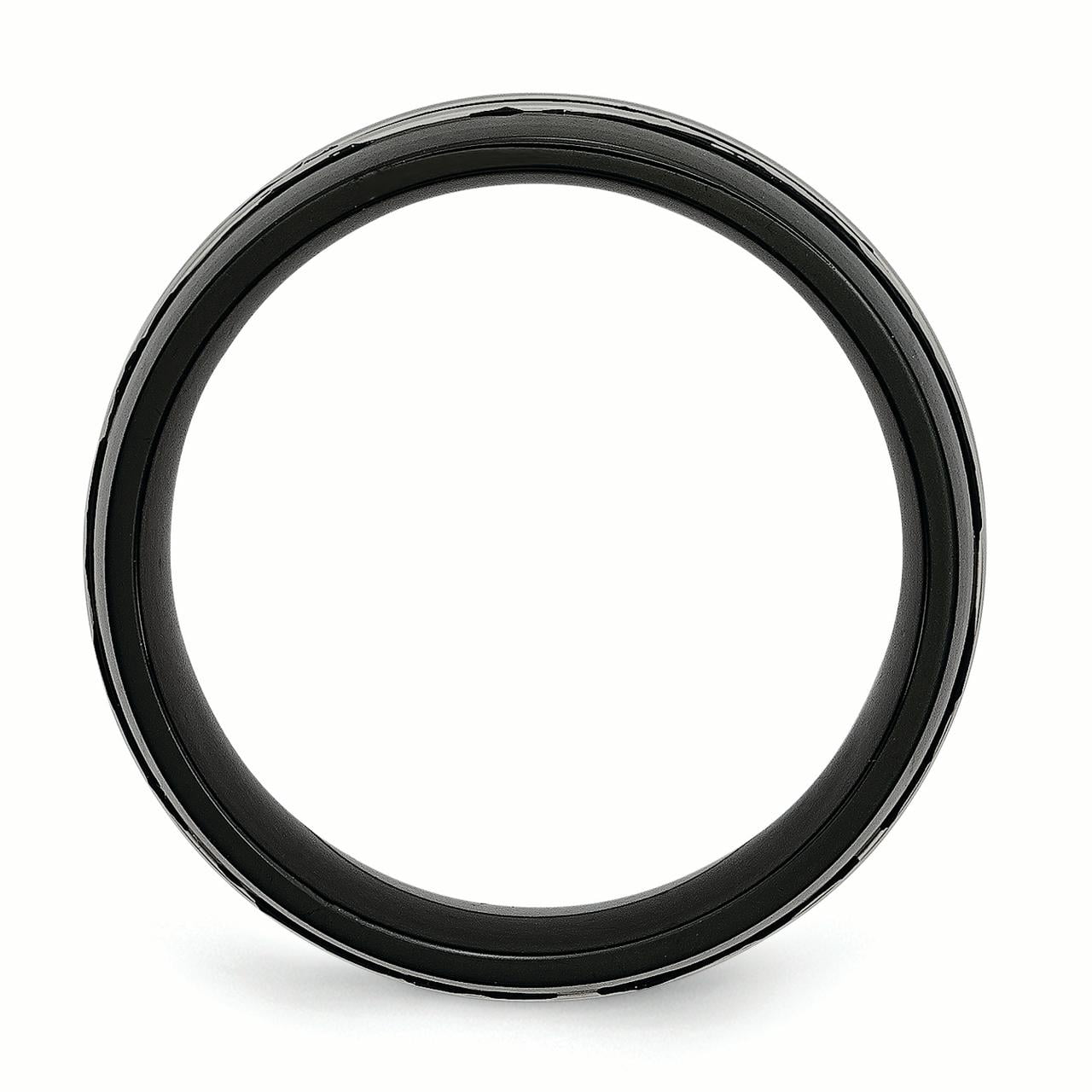 Titanium Grooved 8mm Black IP-plated Brushed Polished Band