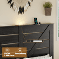 thumbnail image 3 of PAPROOS Queen Bed Frame with Headboard, Farmhouse Queen Bed with Charging Station and Touch Lamp, Wood Platform Bed with Metal Slats, No Box Spring Needed, Noise Free, Black, 3 of 7