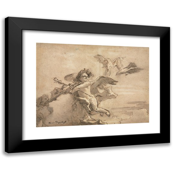Giovanni Domenico Tiepolo 14x11 Black Modern Framed Museum Art Print Titled - Cupid Blindfolded and Two Doves (1757 or After)