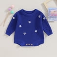 thumbnail image 2 of Okbabeha Baby Girl Chunky Sweater Knit Oversized Sweatshirt Romper Onesie Long Sleeve Crewneck Pullover Top for Newborn, 2 of 7