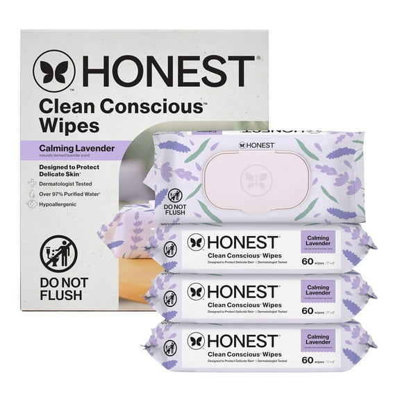 Calm and Cleanse Naturally Scented Wipes, Cleansing, Multi-Tasking, 99% Water Plant Based, Hypoallergenic, Lavender, 240 Count