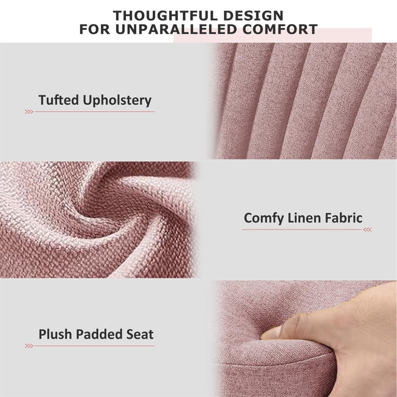 TINKLE WELL Modern Office Desk Chair, Rolling Vanity Swivel Task Chair with Wheels, Stylish Comfortable Armless Backrest for Home, Bedroom, Office, Study, Pink