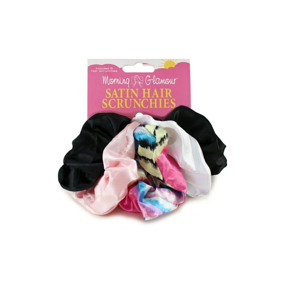 Satin Adult Women's Hair Scrunchies 5 Pack