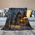 thumbnail image 2 of Fenyluxe Snowy Village Christmas Tree Winter Landscape Throw Blanket Bedding Cozy Lightweight for Couch Sofa Bed All Seasons 60x80in, 2 of 6