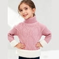 thumbnail image 2 of KAUOD Girls Ribbed Knit Crew Neck Sweater Long Sleeve Fleece Lined Thermal Pullover Tops Kids Winter Thick Shirt Clothes, 2 of 9