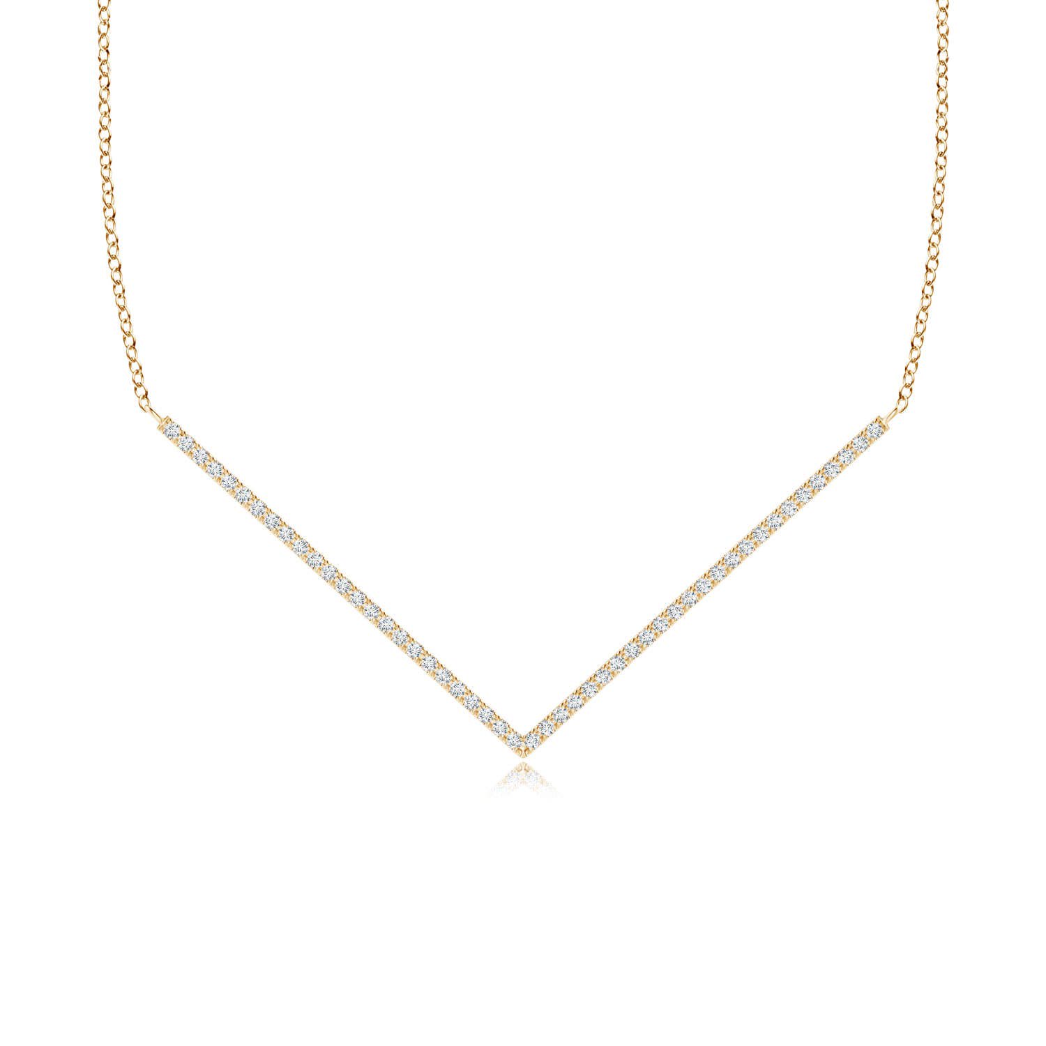 ANGARA Lab Grown Diamond Studded Chevron Necklace for Women in 14K Yellow Gold (Size-0.8mm| Color-F-G| Clarity-VS) | April Birthstone, Anniversary, Jewelry Gift for Women | Lab-Grown Diamond Necklace